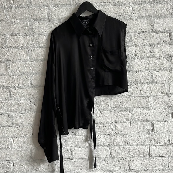 NWOT Ann Demeulemeester Nanette Black with Stitches Shirt - Picture 3 of 7